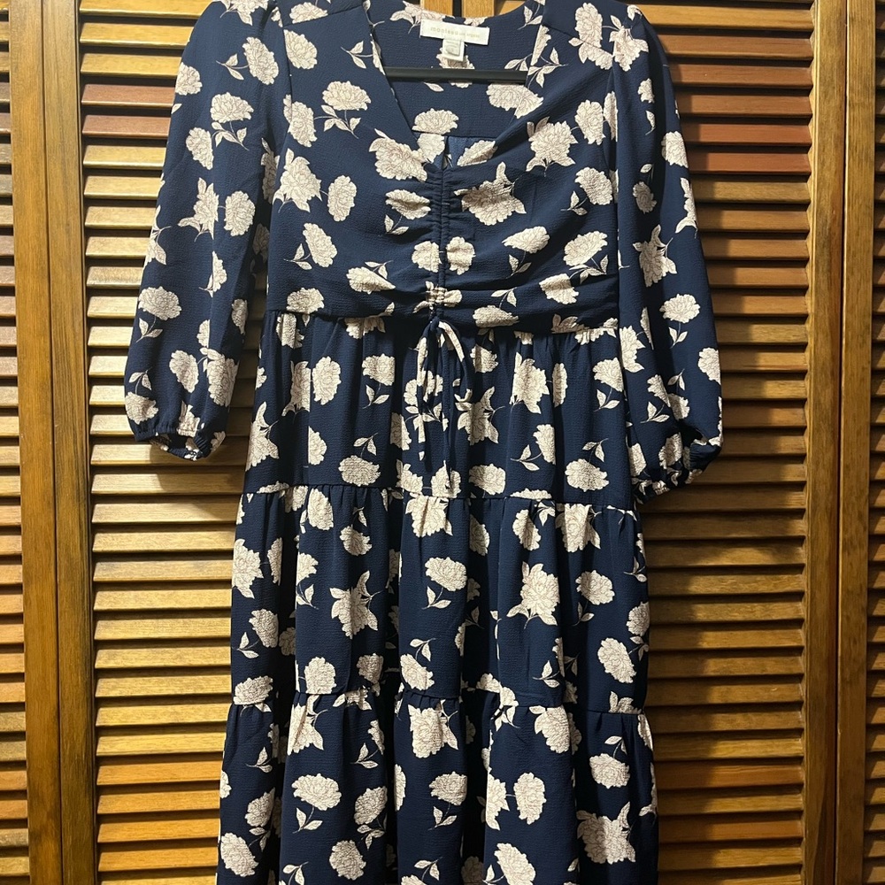 Floral Navy Dress with White Flowers